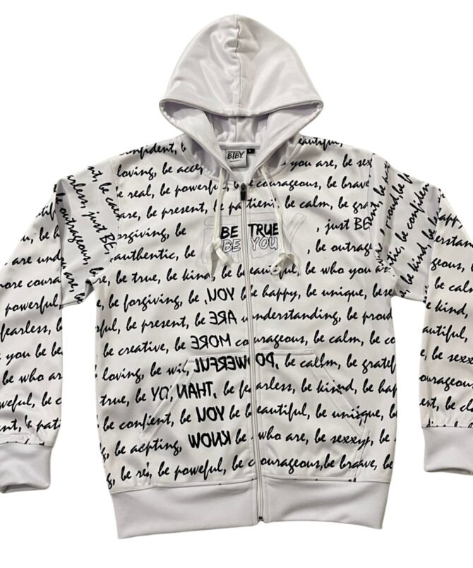 BTBY Men’s All-Over Hoodie – “Be True Be You” Print